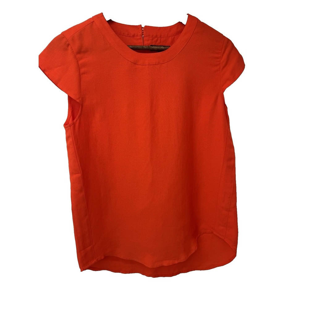 J. Crew bright orange short cap sleeve blouse business capsule minimalist 2